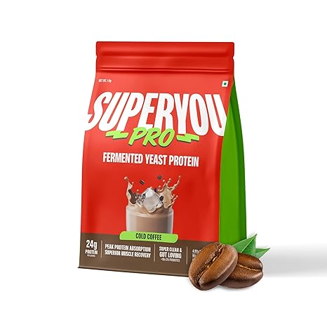 Superyou Pro Fermented Yeast Protein Isolate 1kg | 24g Protein| Cold Coffee | Higher Absorption than Plant Protein | Superior Muscle Recovery | Gut Friendly | Vegan Protein |